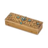 A Napoleon I French gold and gem set musical tooth pick box, 1803-1809