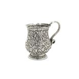 A late 19th century Anglo - Indian Raj unmarked silver mug, Kutch circa 1880-90