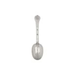 A James II sterling silver trifid spoon, London 1686 by Edward Hulse