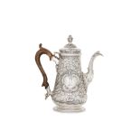 A George III Scottish sterling silver coffee pot, Edinburgh 1769 by James Gilliland (reg. 1748, 1721
