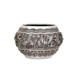 A fine large early 20th century Anglo - Indian Raj unmarked silver bowl, Lucknow circa 1920 by an El