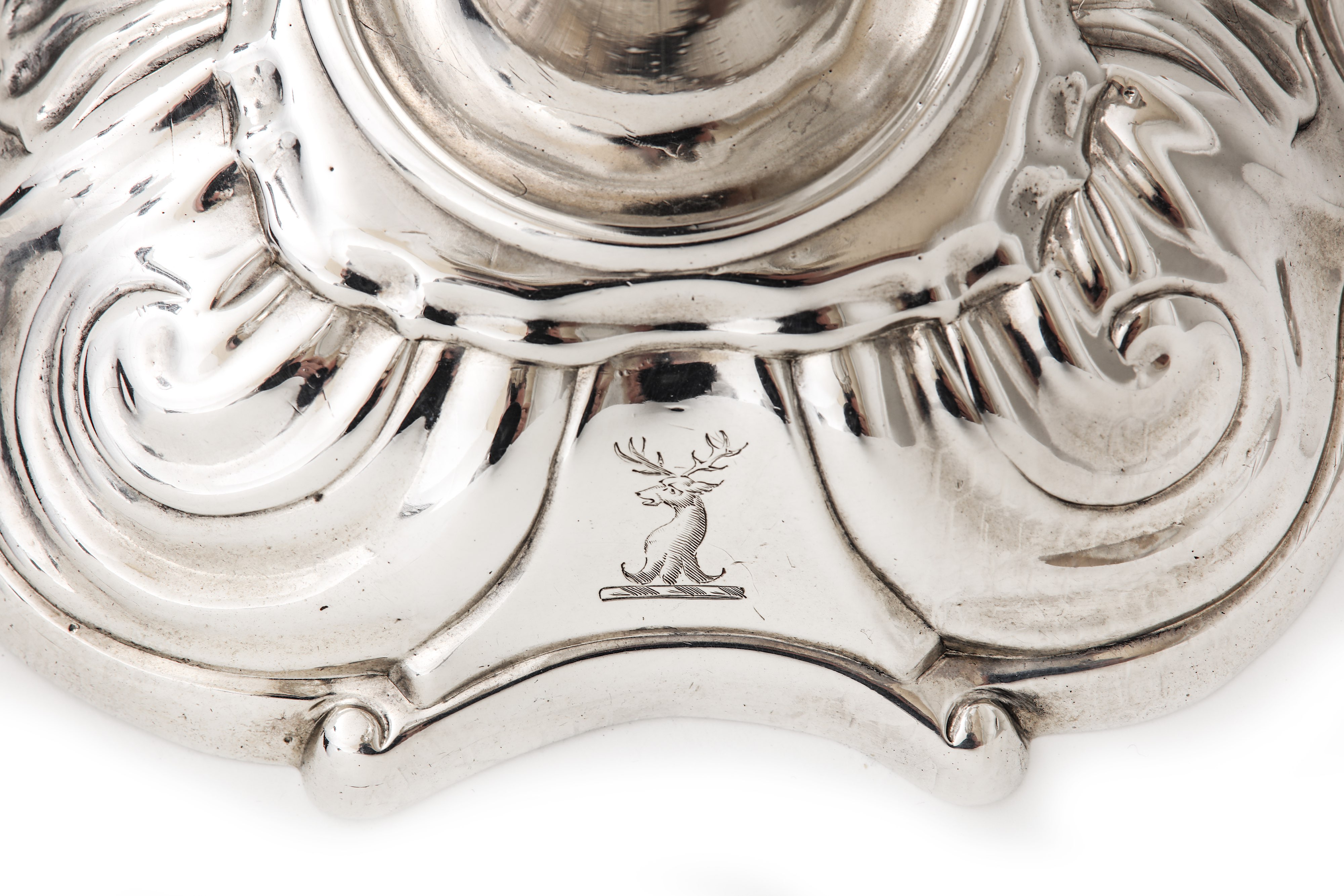 A pair of George II sterling silver candlesticks, London 1744 by James Gould - Image 3 of 6