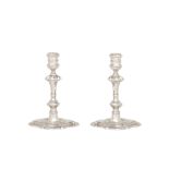 A pair of George II sterling silver candlesticks, London 1743 by James Gould