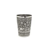 A late 19th century / early 20th century Anglo - Indian Raj unmarked silver beaker, Lucknow circa 18