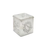 An Alexander III Russian 84 Zolotnik (875 standard) silver tea caddy, Moscow 1893 by O.M. possibly f