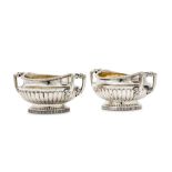 A pair of George III sterling silver twin handled salts, London 1806 by Daniel Pontifex (reg. Sep 17