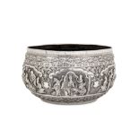 A mid-20th century Burmese unmarked silver large bowl, probably Rangoon circa 1949 by a ‘leaf maker’