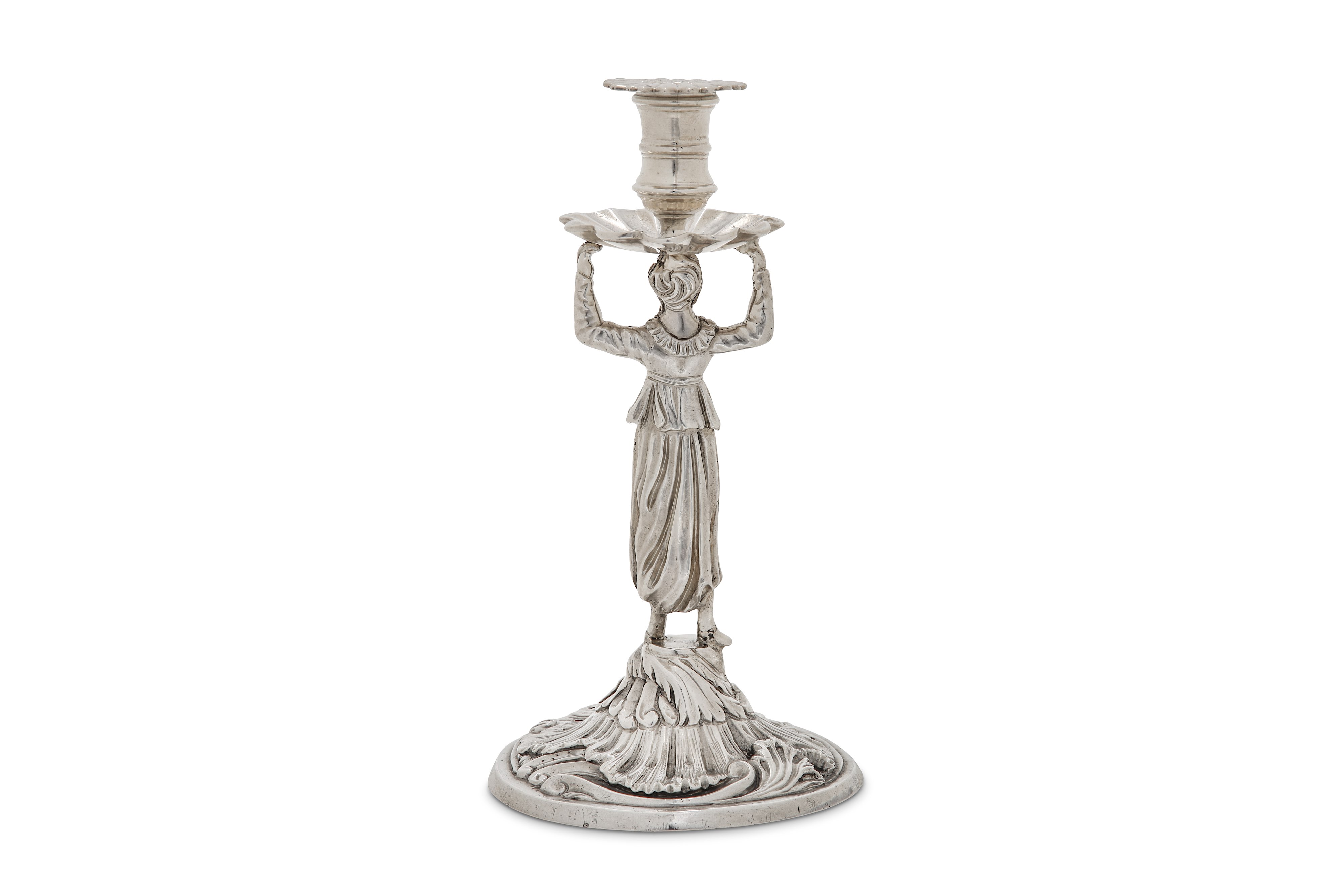 A George III sterling silver figural taperstick, London 1814 by William Burwash - Image 2 of 3