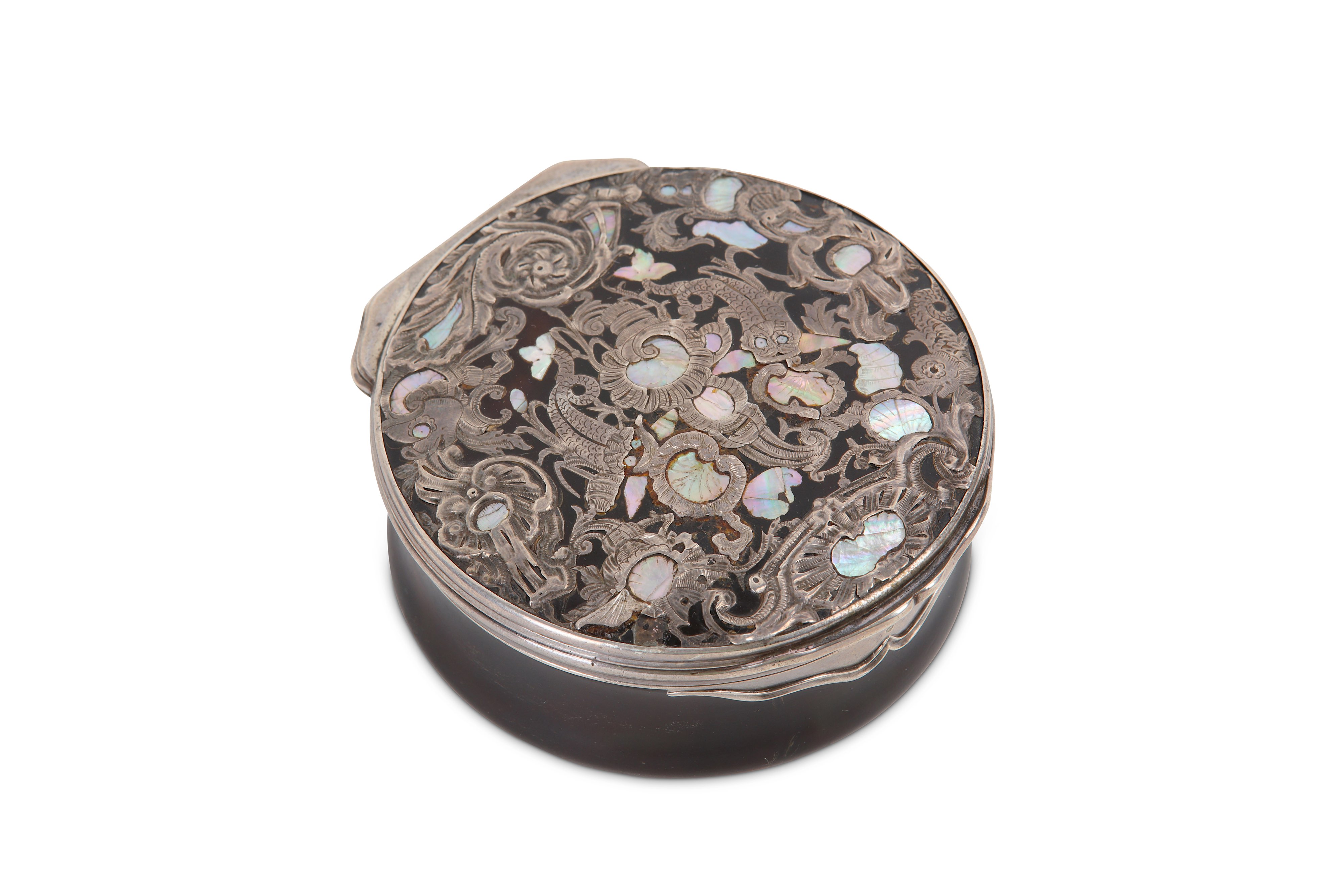 A Louis XV French unmarked silver mounted tortoiseshell snuff box, circa 1730-50