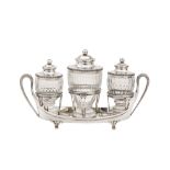 A George III sterling silver cruet set, London 1780 by John Wakelin & William Taylor (reg. 25th Sep