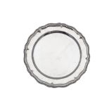 A 20th century Greek 900 standard silver circular dish, stamped 900 and VAB