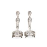 A pair of early 20th century German sterling silver candlesticks, Hanau circa 1910 by Wilhelm Weinra