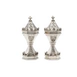 A pair of Victorian sterling silver commemorative salts, London 1897 by James Garrard