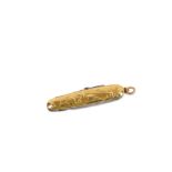 An early 20th century French Art Nouveau 18 carat gold ladies nail necessaire pen knife, Paris 1895-