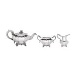 An early Victorian sterling silver three-piece tea service, London 1837 by John James Keith (reg. Ma