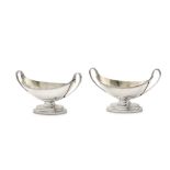A pair of George III sterling silver twin handled salts, London 1785 by John Wakelin & William Taylo
