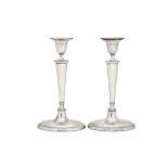 A pair of George III sterling silver candlesticks, Sheffield 1786 by John Younge & Co (Reg. April 17