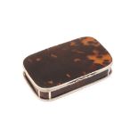 A 19th century tortoiseshell inset silver box, possibly Dutch