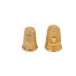 Two French 18 carat gold thimbles, one Paris 1847-1919 possibly by Gabriel Pistre (reg. 1900)