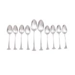 A mixed group of George III sterling silver Onslow pattern flatware,