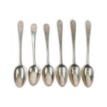 A matched set of four George III – George IV Irish sterling silver dessert spoons, three Dublin circ