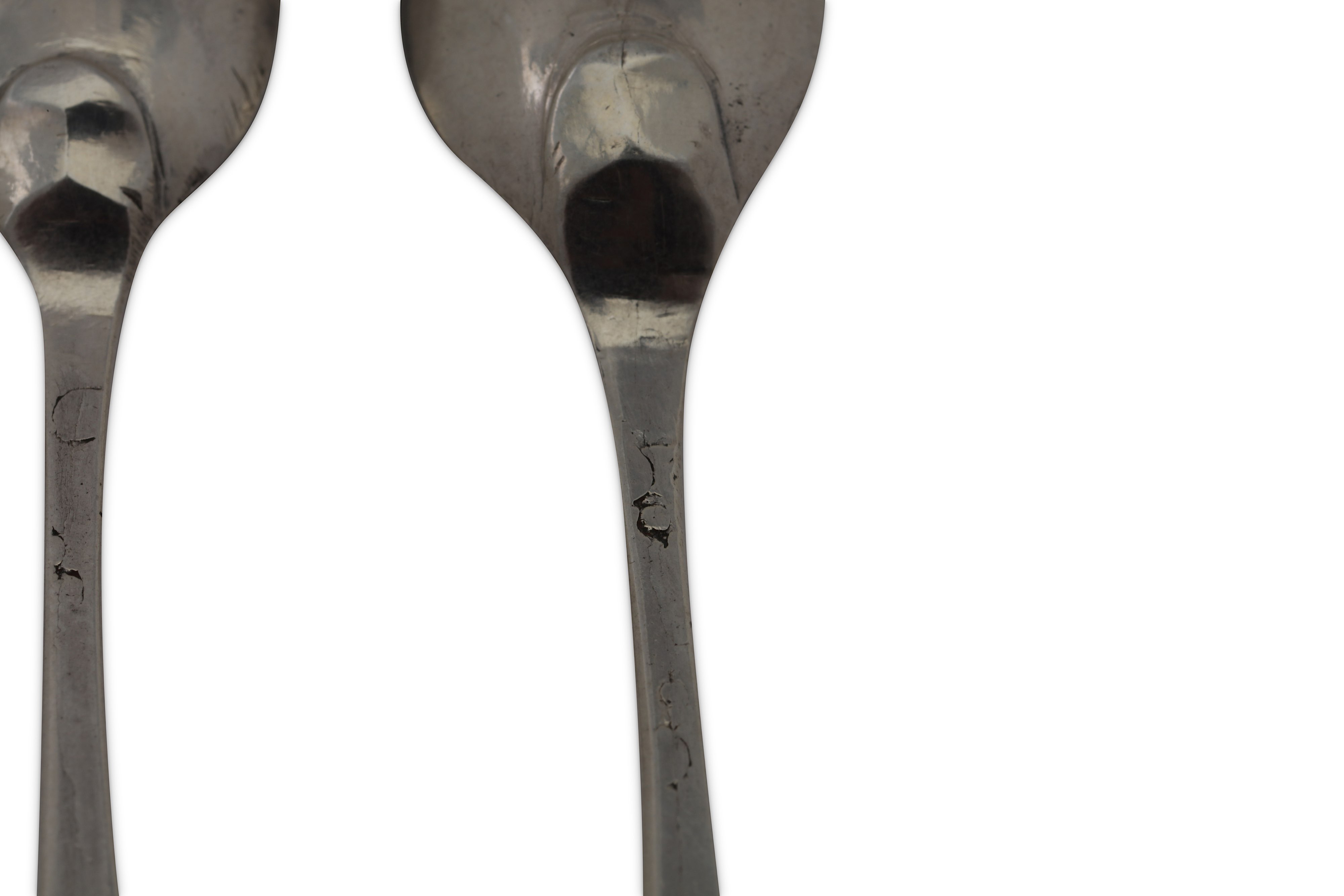 A set of five George II sterling silver salt spoons, London circa 1730-40, makers mark obscured ?.F - Image 3 of 3