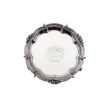 A George IV sterling silver small salver, London 1827 by Benjamin Smith III (this mark registered Ma