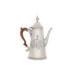 A George II sterling silver coffee pot, London 1733 by Benjamin Godfrey (reg. 3rd Oct 1732)