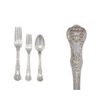 A Victorian sterling silver part- table service of flatware / canteen, the majority London 1849-52 b