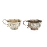 A pair of Catherine II Russian 84 Zolotnik (875 standard) silver vodka cups or Charka, Moscow 1774 b