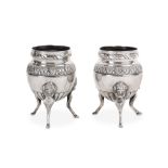 A pair of early 19th century Italian silver spill vases, circa 1820, marked with a crowned figure in