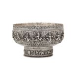 An early 20th century Anglo – Indian Raj unmarked silver footed bowl, Madras circa 1900