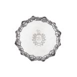 A George III sterling silver salver, London 1765 by T.H over I.C indented, probably for Thomas Hanna
