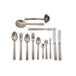 A 20th century Danish sterling silver sample flatware setting, by Georg Jensen