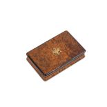 A mid to late 19th century Russian or Baltic tortoiseshell and burr maple snuff box, circa 1850-80