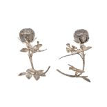 A pair of mid to late 20th century Iranian silver posy holders or taper sticks, marked with unknown