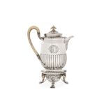 A George III sterling silver coffee biggin / pot on stand, London 1816 by William Burwash (this mark