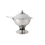 A 20th century Mexican sterling silver soup tureen in the Georg Jensen style, Mexico City circa 1940