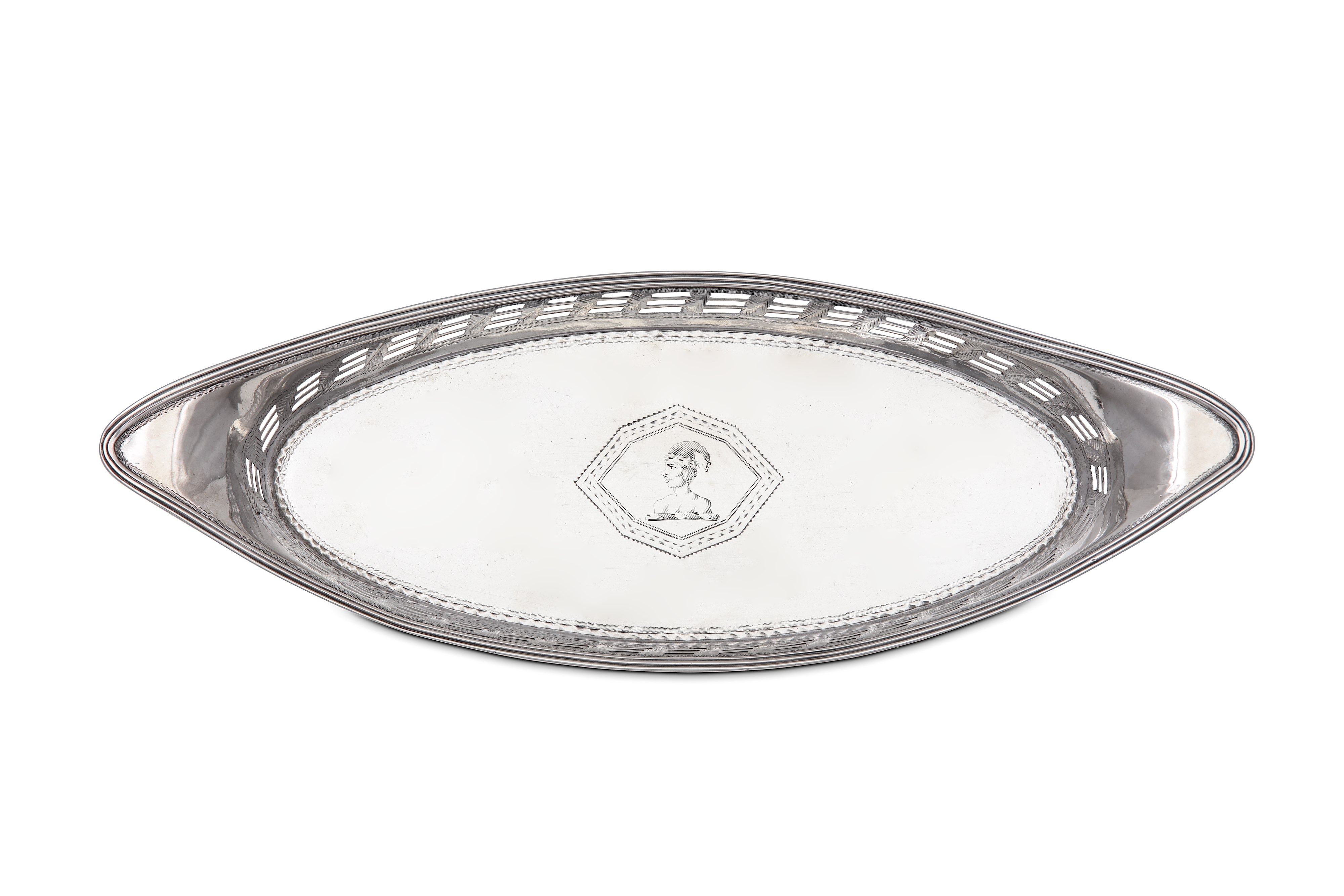 A George III sterling silver snuffers tray, London 1788 by Henry Chawner