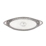 A George III sterling silver snuffers tray, London 1788 by Henry Chawner