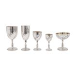 A large suite of 20th century Greek sterling silver goblets, stamped г42 and MIA?