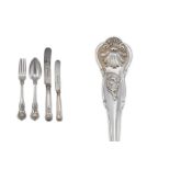 An early 20th century German 800 standard silver private die part-table service of flatware / cantee