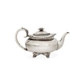 A George IV sterling silver teapot, London 1822 by George Burrows II (this mark reg. 17th May 1819)