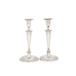 A pair of George III sterling silver candlesticks, London 1794 by John Scofield (reg. 13th Jan 1778)