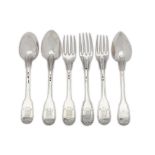 A French silver flatware group including a table spoon, Paris 1777 by Jacques Anthiaume (reg. 21st J