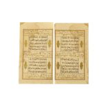 TWO SINGLE-SIDED LOOSE FOLIOS OF A QUR'AN