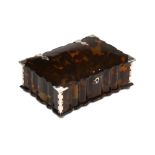 A SILVER-MOUNTED TORTOISE SHELL BOX