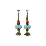 A PAIR OF ORIENTALIST POLYCHROME-ENAMELLED SPRINKLERS