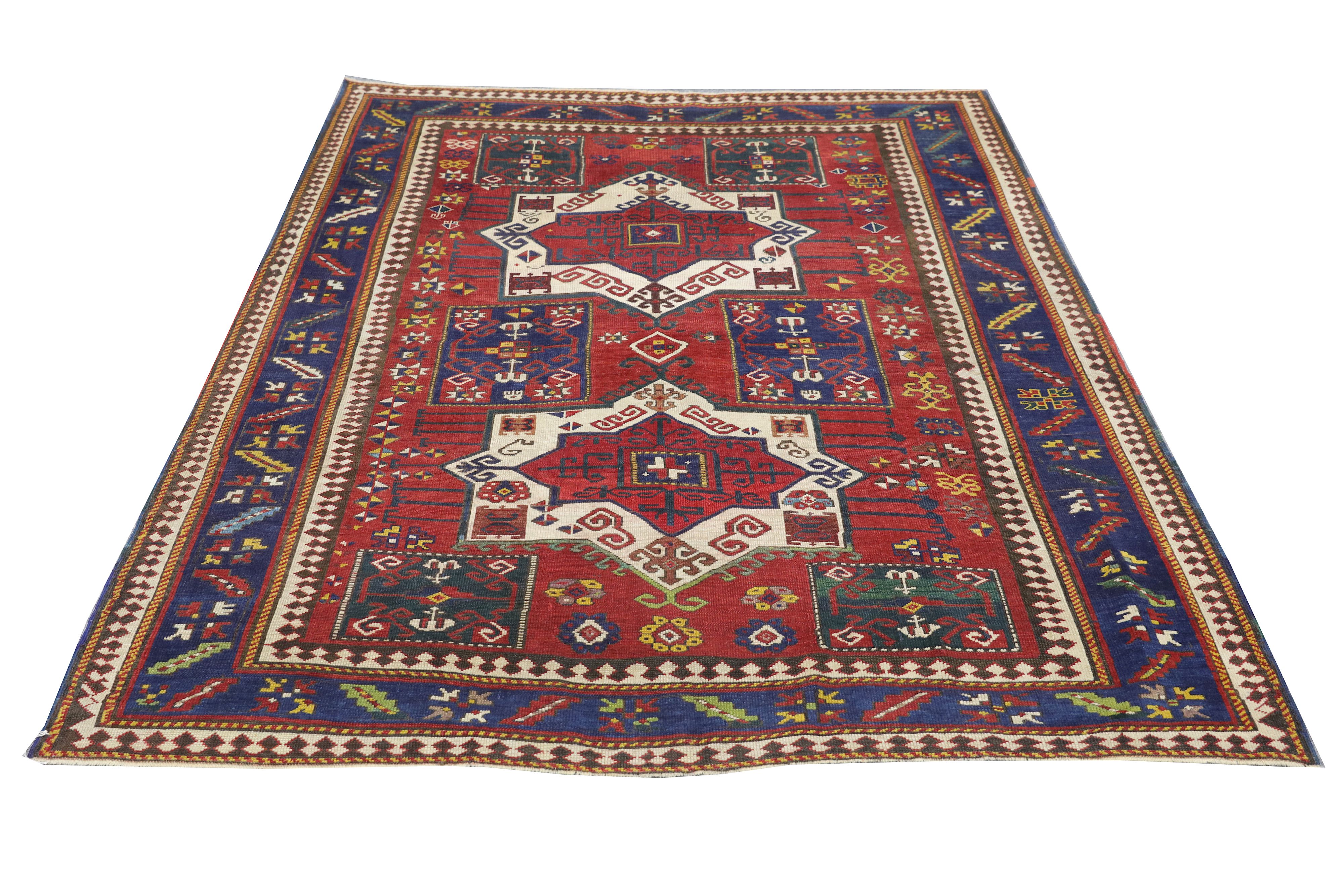 AN ANTIQUE FACHRALO KAZAK RUG, SOUTH CAUCASUS - Image 2 of 7