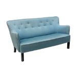 FRITZ HANSEN, DENMARK: A button-back Sofa, 1950s, blue fabric with square section legs